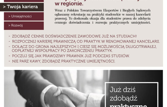Zaproszenie dla Studentów Prawa do odbycia praktyk w Kancelarii Prawnej Filipek & Kamiński